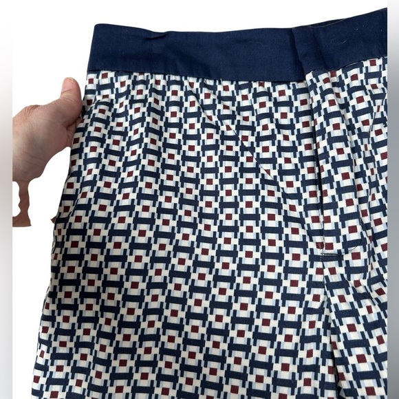 Zara cropped dress pants, Small, geometric pattern, blue, Office Event Casual - Picture 3 of 7